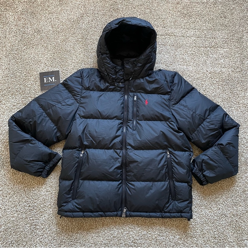 Polo Ralph Lauren Black Down Fill Puffer Jacket Men's Size Large $348 MSRP NEW